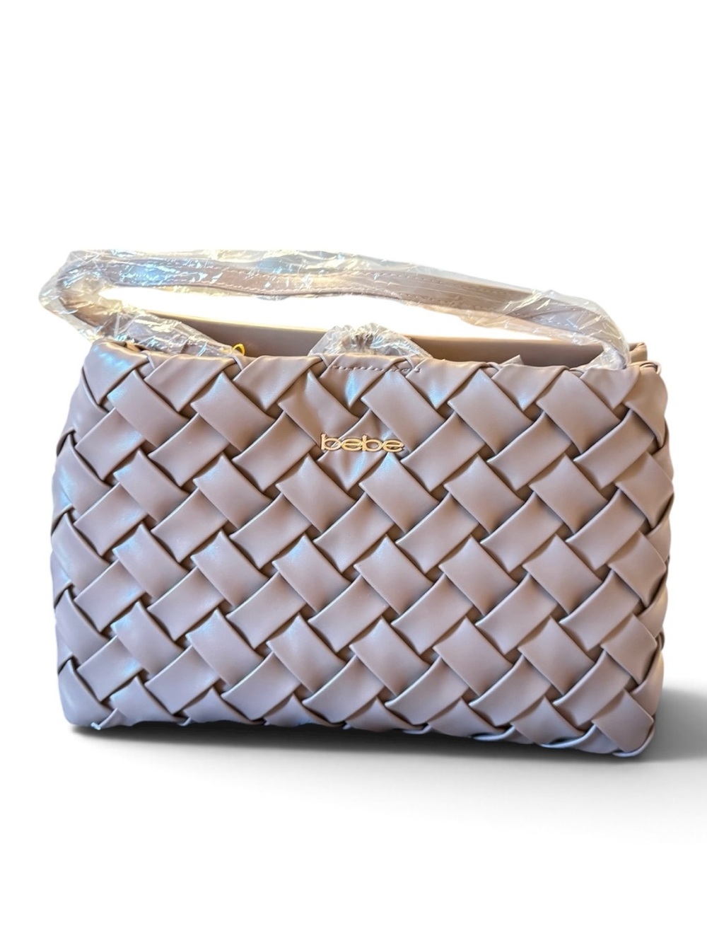 bebe Braided Shoulder Bag in Light Taupe